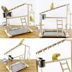 Parrot Playstand Bird Playground Birdcage Wood Perch Stand Ladder Swing - Image 3