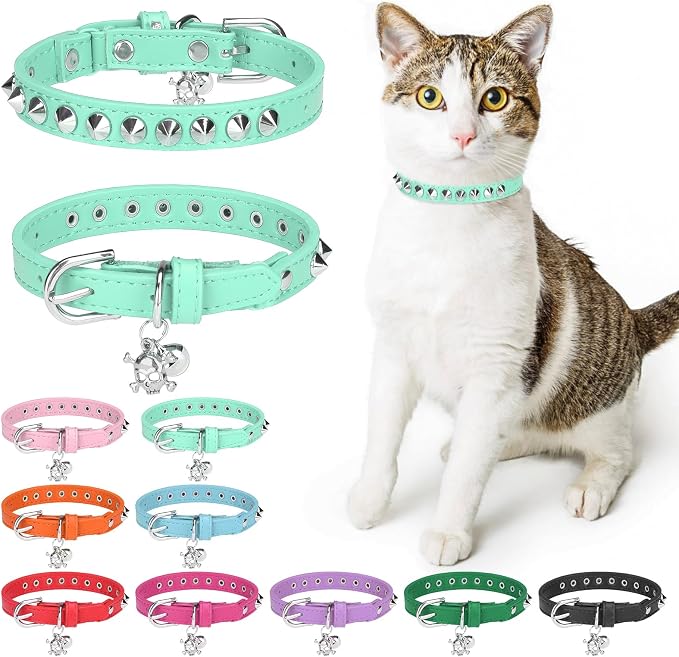 Leather Cat Collars for Boy Girl Cats by DILLYBUD