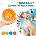 SHARLOVY 3'' Squeaky Balls for Small Dogs, 4 Colors Spiky Dog Balls for Puppy - Image 4