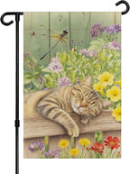 Sleeping Cat Garden Flag Double Sided Home Decorative, Spring Summer Garden by ALEXMACLIST