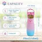 Dog Water Bottle with Food Container, 19Oz Large Capacity Portable Dog Water - Image 4