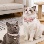 2 Pack Pink Cotton Cat Collars for Girl Cats, Cute Pearl Bow Kitten Collar - Image 6