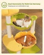 Flower Cat Tree with 2 Large Hammocks, 37.4" Small Cat Tower - Image 3