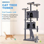 FDW | 81" Cat Tree Tower | Dark Gray | Multi-Level Indoor Activity Center - Image 2