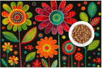 Vibrant Flower Pattern Pet Food Mat Spill-Proof Pet Feeding Mats - Image 8