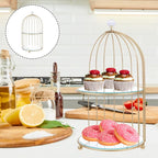 DOITOOL Gold Metal Cupcake Stand Bird Cage Dessert Stand, 2 Tier Dessert - Image 8