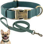 Dog Collar and Leash Set, Leather Silicone Waterproof Odor-Proof Dog Collar and by Ben+%26+Fellows