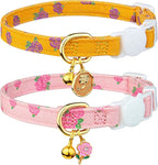 2 Pack Cotton Breakaway Cat Collar Yellow and Pink Rose Pendant Cute Kitten Cat by Fyeqyaou
