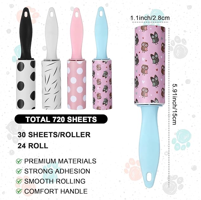 24 PCS Mini Lint Roller 720 Sheets Lint Rollers - Image 2