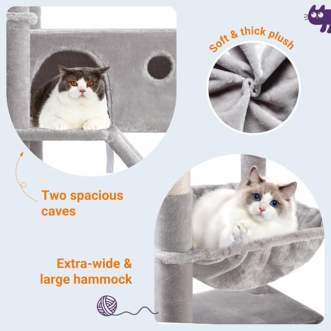 Allewie 81 Inches Tall Cat Tree/Multi-Level Large Climbing Tree House and Towers - Image 6