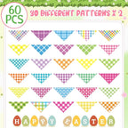 Sweetude 60 Pcs Easter Plaid Dog Bandanas Bulk Easter Pet Scarf Bibs Adjustable - Image 2