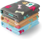 Luciphia 1 Pack 3 Blankets Fluffy Premium Fleece Pet Blanket Flannel Paw by luciphia