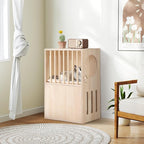 Tangkula 2-Tier Luxury Wood Cat House, Wooden Kitten Cage Condo - Image 3