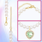 2pcs Pearl Collar for Cat Puppy, Small Cute Heart Shape Rhinestone Pet Necklace - Image 3