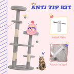 Allewie 55.5 in Cat Tree for Indoor Kitties/Soft Plush Perches/Multi-Level Cat - Image 8