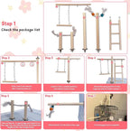 PINVNBY Bird Playground, Wood Parrot Play Gym Stand Perch Bird Cage Accessories - Image 3