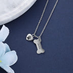 Personalized Cute Dog Cat Paw Name Necklace Forever Love Custom Heart Pendant - Image 3