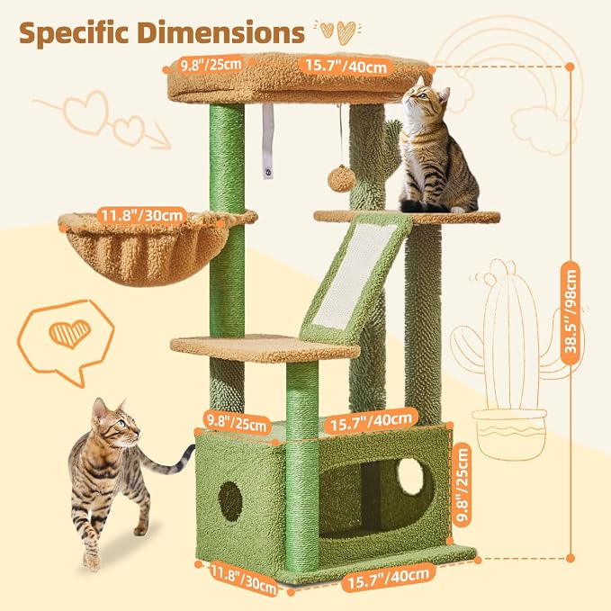 Taoqimiao Cat Tree, 38.5-Inch Cat Tower - Image 3