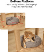 74" Wooden Cat Tree Tower for Large Cats, Cat Condo & Hammock, Natural Wood Cat - Image 10