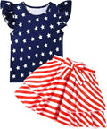 Girls Skirt Set 2 Piece Outfit Toddler Summer Clothes Ruffle Sleeve T-Shirt Bow by zarmfly
