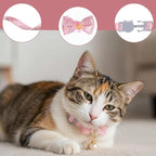 Larrel 2 Pcs Pink Cat Collar Bow, Adjustable Comfortable Pearl Cat Collar - Image 3