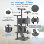 FDW | 54" Cat Tree Tower | Light Gray | Multi-Level Indoor Activity Center - Image 3