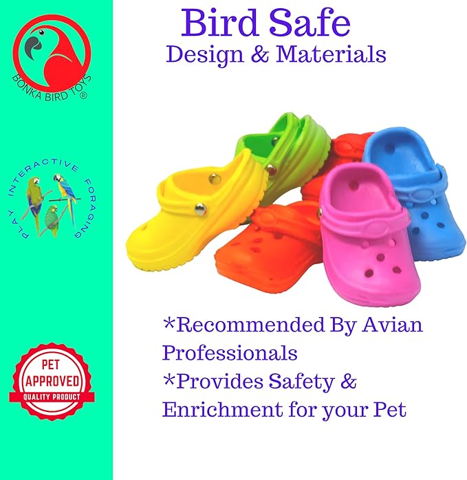 Bonka Bird Toys 2183 Pk6 Mini Sandal Foot Beak Chew Throw Parrot Parakeet - Image 4