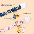 2 Pack Cotton Breakaway Cat Collar White and Blue Flowers Pendant Cute Kitten - Image 2