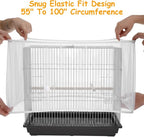 Bird Cage Seed Catcher, Adjustable White Bird Cage Net Birdcage Cover Skirt - Image 7