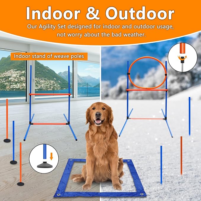 Premium Dog Agility Equipment Set Outdoor Indoor Game, Tire Jump + Hurdle Jump - Image 4