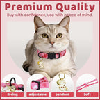 Valentine Cat Collar-2 Pack Collars Red and Pink Love-Heart Print Breakaway - Image 2
