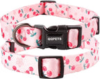 QQPETS Adjustable Soft Dog Collar: Print Flower Pink Multicolor Cute Patterns - Image 5