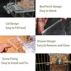 No Mess Bird Feeder for Cage, Automatic No-Spill Transparent Parrot Feeder - Image 3