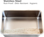 2-Pack Stainless Steel Cat Litter Boxes, Includes Catnip Fish Toy & Wand - Image 3