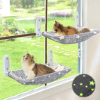 2PC Cat Window Perch, Glow in The Dark Cordless Foldable Pet Hammock Bed by Zoratoo