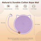 Cat Scratcher Mat, Natural Cotton Rope Cat Scratch Pad, 15.7'' Round Horizontal - Image 2