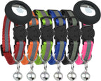 Reflective Cat Collar with AirTag Holders, with Bells, Solid & Safe Collars by BemixPets