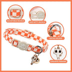 Cat Collar-2Pack Autumn Orange Plaid Kitten Collars-Halloween Plaid Breakaway - Image 2