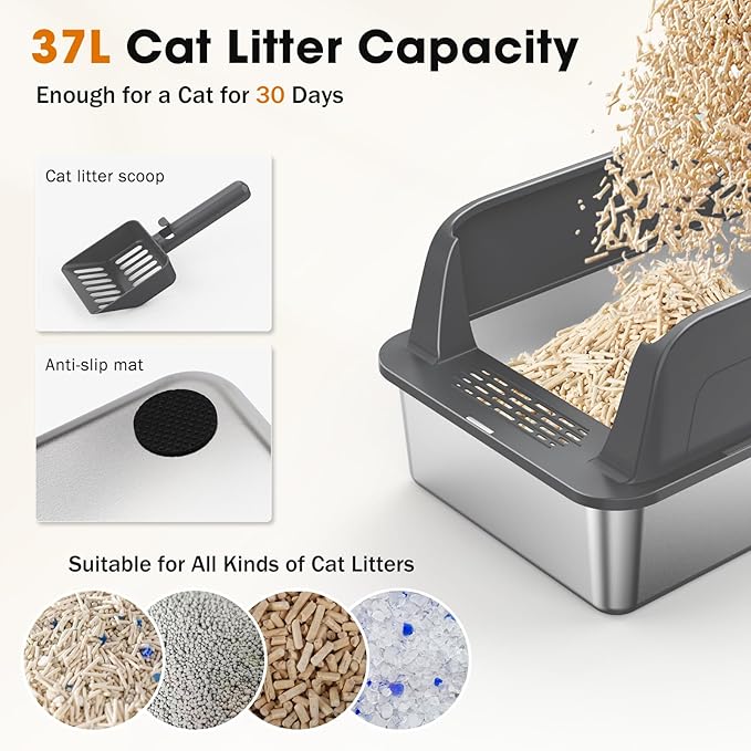 2PACK Stainless Steel Litter Box, Extra Large Litter Boxes - Image 7