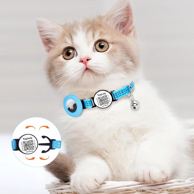 Airtag Cat Collar with Bell and Safety Buckle in 3/8" Width, Reflective Collar - Image 6