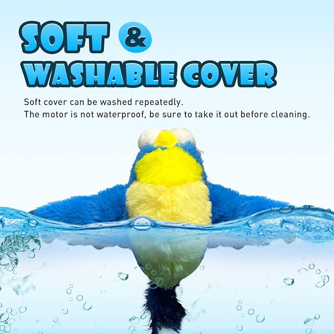 Cat Toys, Flapping Wings Blue-Bird, No Flying, Chirping Bird Interactive Catnip - Image 3