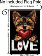 Cute Kasha Dog Garden Flag Holding Red Heart Love Sign Double Sided Yard Banner - Image 8