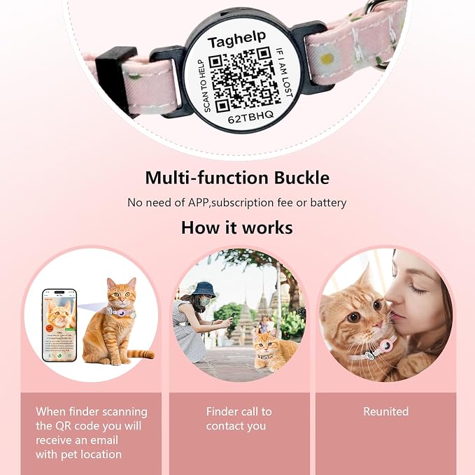 Smart QR Code Cat Collar with Online ID Profile & Integrated Airtag Holder - Image 4