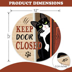 Keep Door Closed Tuxedo Cat Front Door Sign, Funny Wood Hanger Bedroom Porch - Image 2