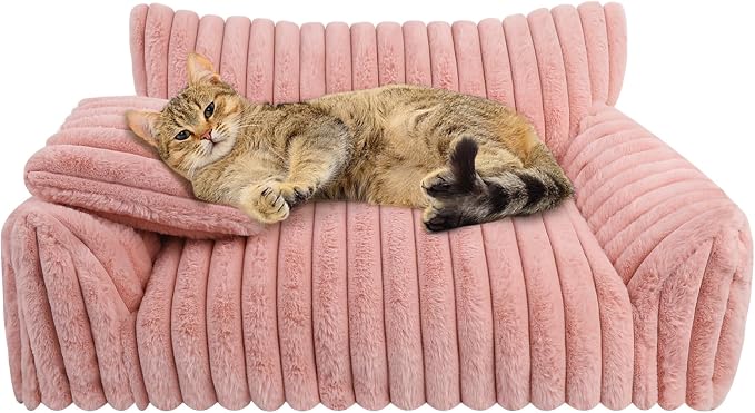 Cute Cat Couch Bed for Indoor Cats, Fluffy Pet Cat Sofa - Image 8