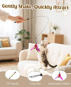 Pawaboo Feather Teaser Cat Toy, Interactive Feather Wand Cats Toy Flying - Image 3