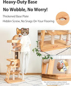 Wood Cat Tree for Large Cats, 62-Inch Tall Modern Cat Tower - Image 9