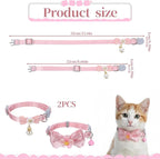 Larrel 2 Pcs Pink Cat Collar Bow, Adjustable Comfortable Pearl Cat Collar - Image 2