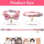 2 Pack Pink Cotton Cat Collars for Girl Cats, Cute Pearl Bow Kitten Collar - Image 2