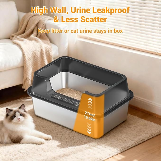 Stainless Steel Litter Box, XL Enclosed Cat Litter Boxes - Image 4